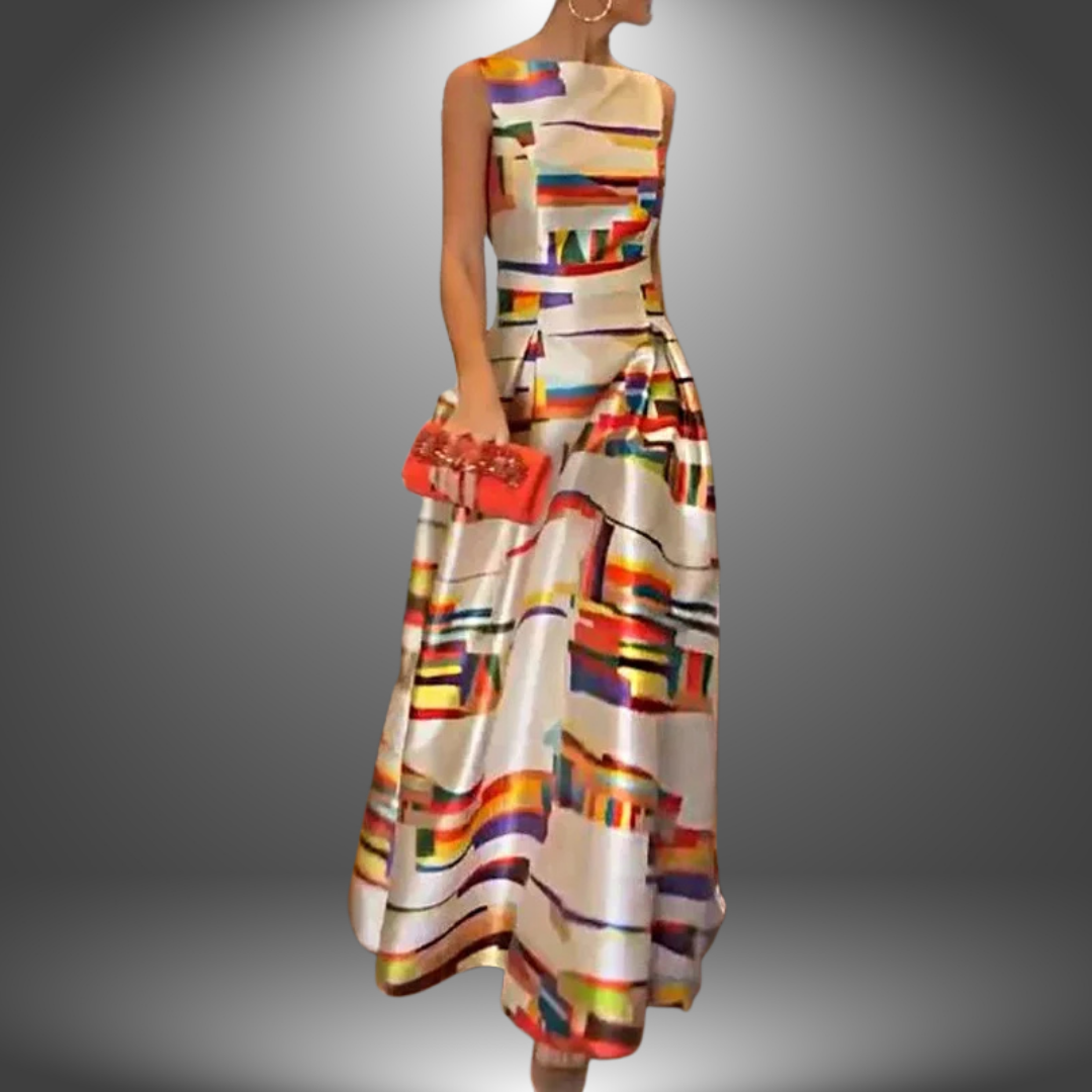 Amelia | Striking Geometric Print Maxi Dress