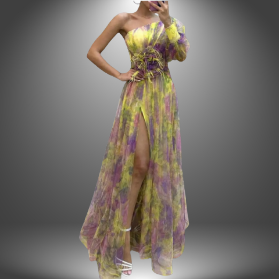 Addison | Lebhaftes Ein-Schulter-Maxikleid mit Blumenmuster