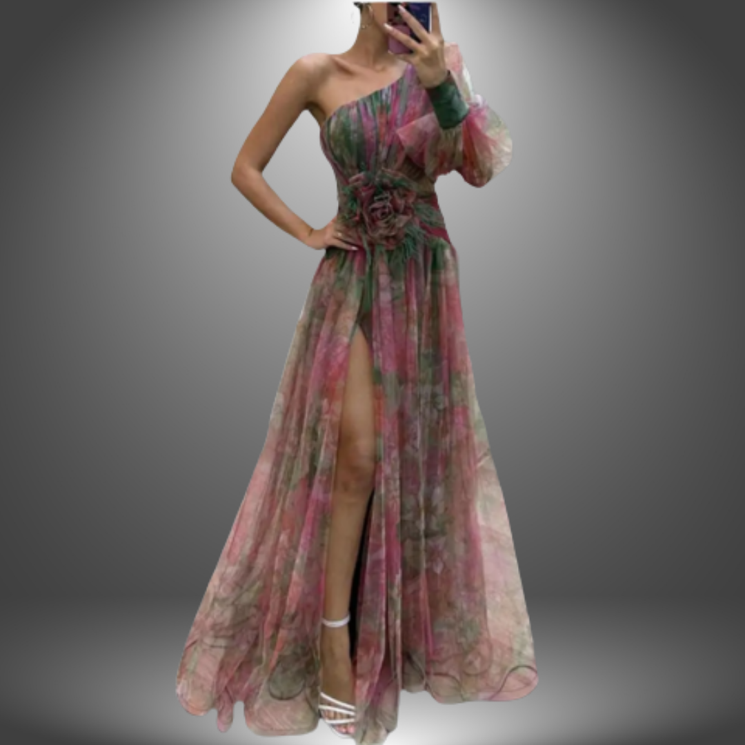 Addison | Lebhaftes Ein-Schulter-Maxikleid mit Blumenmuster