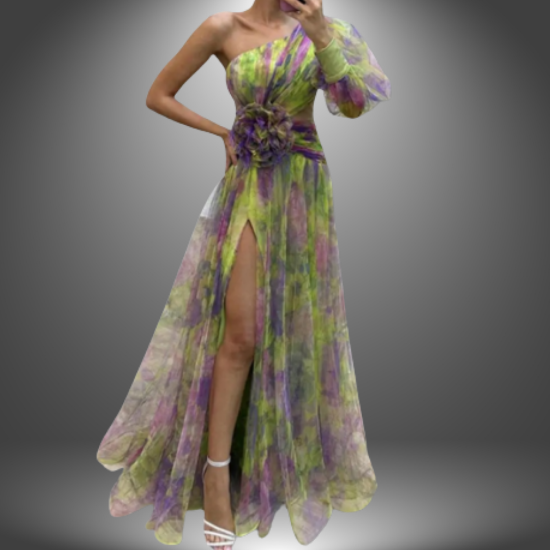Addison | Lebhaftes Ein-Schulter-Maxikleid mit Blumenmuster