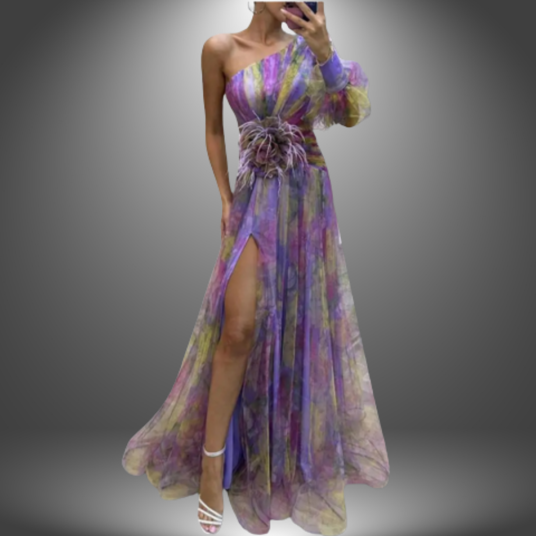 Addison | Lebhaftes Ein-Schulter-Maxikleid mit Blumenmuster