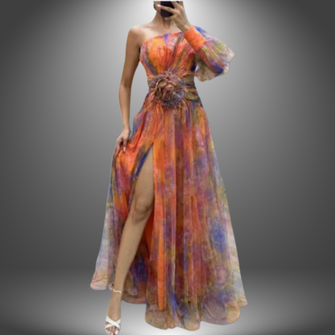 Addison | Lebhaftes Ein-Schulter-Maxikleid mit Blumenmuster