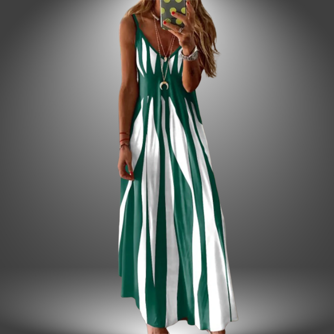 Alicia | Streifenmaxikleid ohne Ärmel
