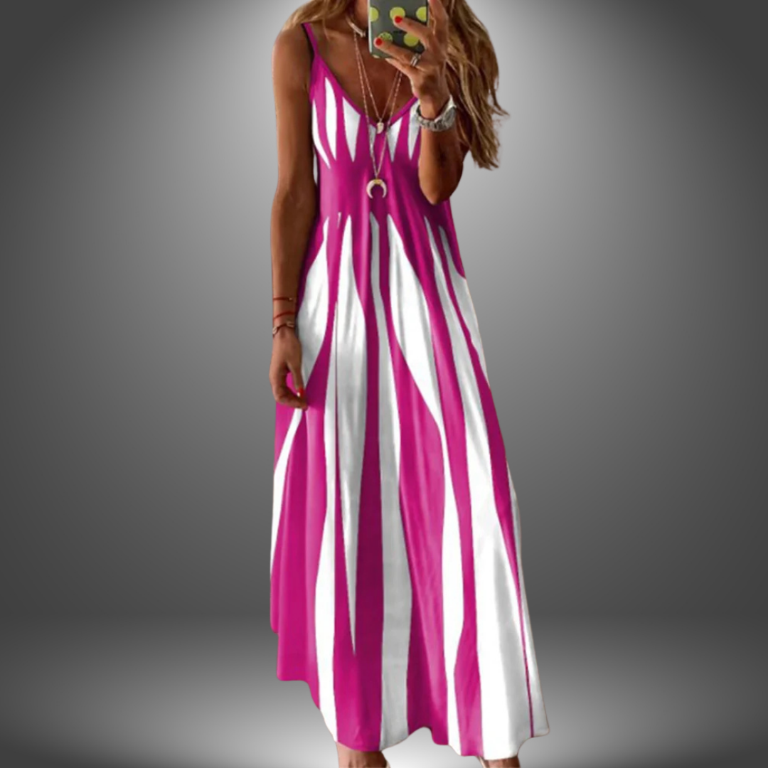 Alicia | Streifenmaxikleid ohne Ärmel