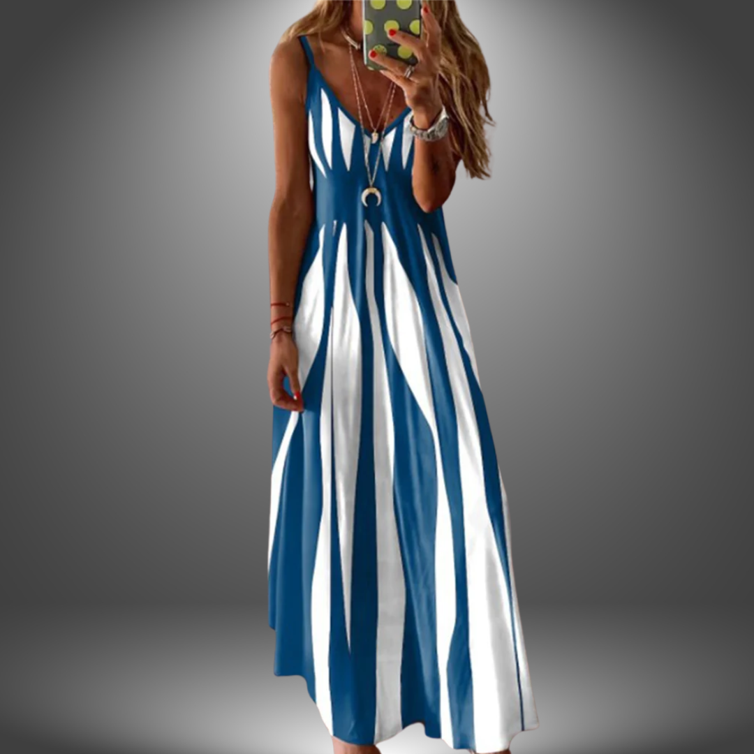 Alicia | Streifenmaxikleid ohne Ärmel